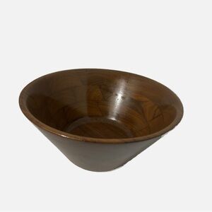 Vintage Wooden Serving Bowl Walnut Large Rustic Brown 10.5x5.5”